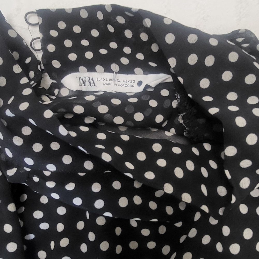 Zara Black and White Polka Dot Midi Dress - Picture 11 of 11